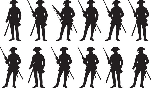 Historical soldiers marching in formation with rifles