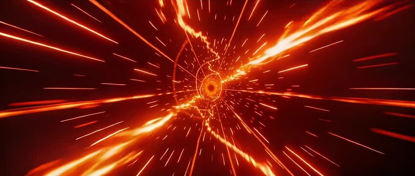 Sci fi plasma tunnel light trail vortex energy beam digital art motion speed glow power dynamic red orange burst futuristic background abstract space warp effect cosmic glowing red vortex warp energy