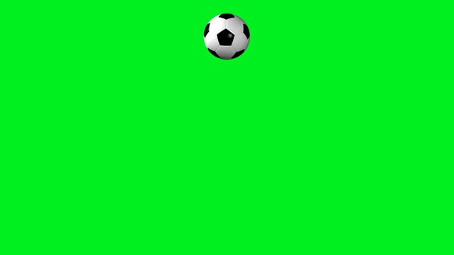 Looping animation of classic football ball bouncing smoothly on green background, perfect for sports broadcasts, soccer promotions, tournament intros, motion graphics, and dynamic overlay visuals.