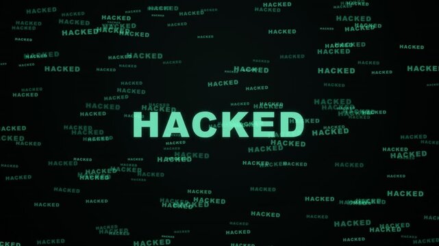 Cyber Attack Glitch Animation with Hacked Word. 4K Video