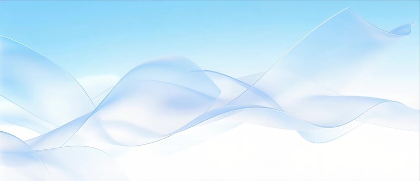 Minimal pastel blue wave soft abstract background smooth flowing shape airy white texture clean modern design light gradient sky tranquil motion calm fluid transparent line gentle ribbon curve serene