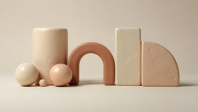 Minimal clay style abstract shapes background