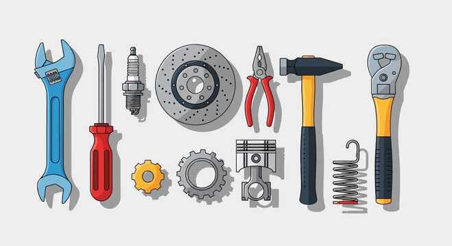 Automotive Tools and Parts Collection - Mechanic Workshop Gear