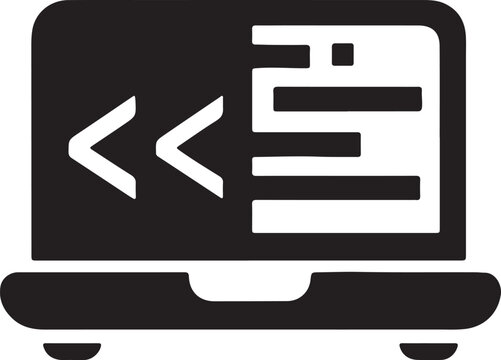 Laptop computer showing programming code symbol with computer programming software development technology