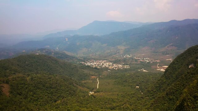 Aerial Drone View of Yulaurel Mountain Community Near Laguna Brava, Guatemala