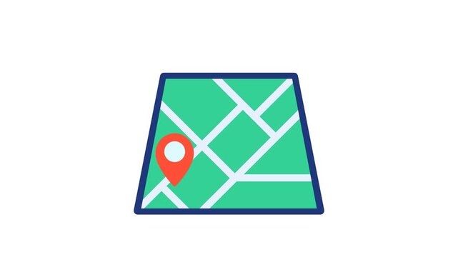 Animated gps navigator pin pointing destination
