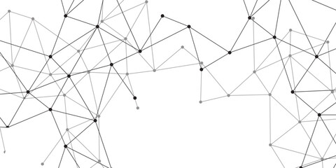 Obraz premium Abstract network of interconnected nodes and lines forming a complex geometric pattern, representing data connection, science, and technology