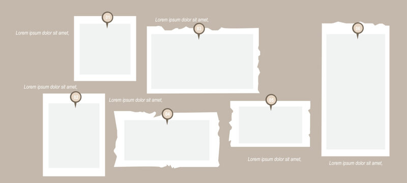Vintage photo frame infographic template with numbered labels and minimal scrapbook style layout. Ideal for storytelling, timeline presentation, memory collage, and creative business design.