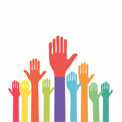 Fototapeta premium Diverse Hands Raised in Unity and Participation