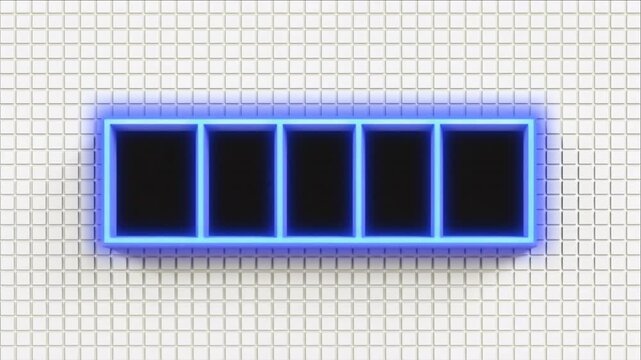 企業ロゴ挿入に最適な5つのブロックが順にロックされる金融テクノロジー向け背景映像