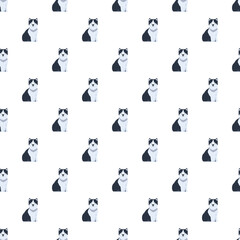 Fototapeta premium Husky dogs forming a seamless pattern on a white background