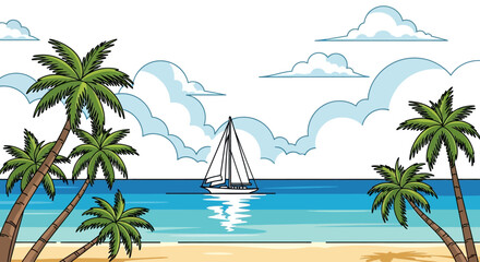 Obraz premium Sailboat on calm ocean water.