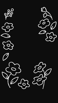 Doodle flowers and leaves swaying in the breeze.