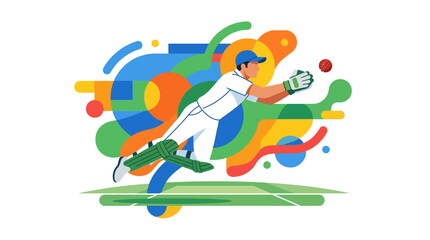 Fototapeta premium cricket Player in Motion Swinging cricket bat.