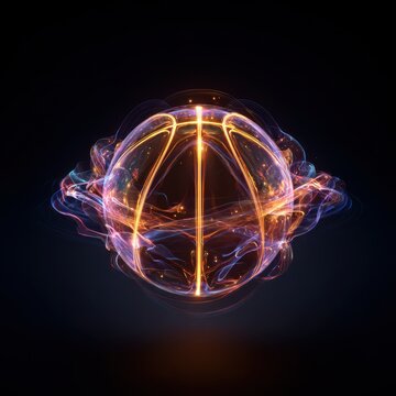 Minimalist glowing basketball concept with radiant light rings basketball abstract minimalist background artistic sculpture competition intensity