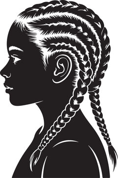 Woman with intricate cornrow braids side profile