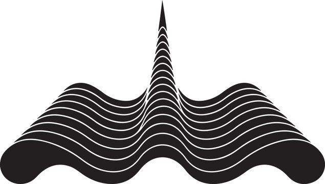 Abstract wave with central vertical spire abstract frequency geometry vertical structure wavefront minimalist