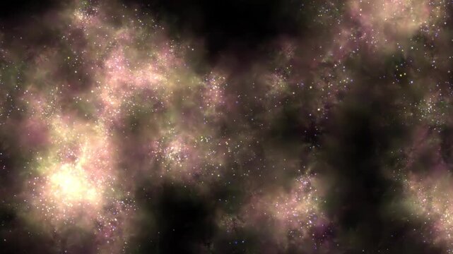 Night sky with stars, clouds, fog moving, in alpha channel, transparent