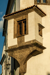 Victorian Era Bay Window On Czech Monument With Detailed Stucco And Deep Evening Shadows © Val MAK
