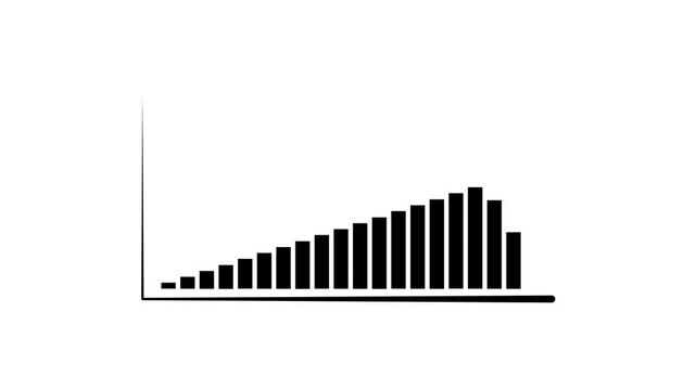 Animated growing bar chart showing rising data trend on white background for financial reports.