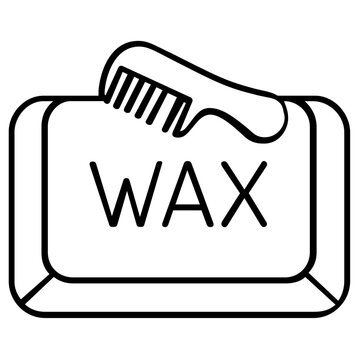 Surfboard wax block and comb line icon vector illustration. Essential equipment for surfing, board maintenance, and traction. Minimalist black and white design for marine sports and beach lifestyle.
