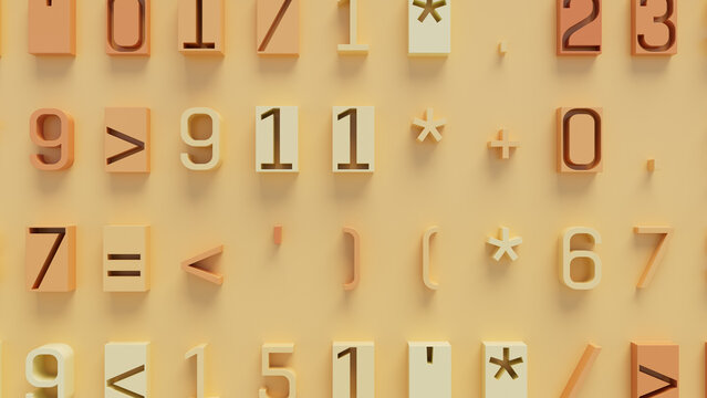 3D Geometric Blocks in Varied Sizes and Shapes Arranged Randomly on Bright Yellow Background, Textured Digital Art for Modern Design and Creative Applications