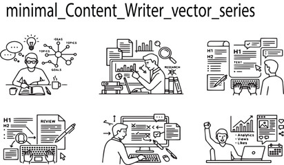 Naklejka premium Content Writer Vector Icons Set 