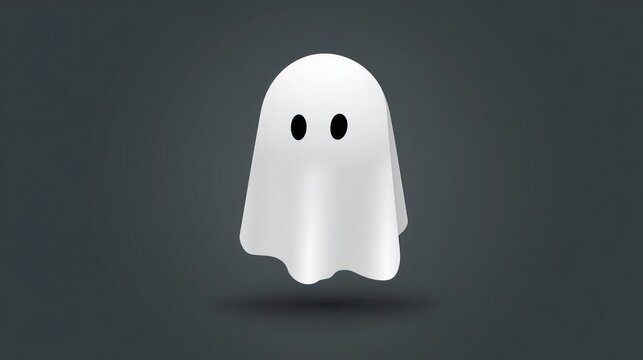 "3D white ghost character in cute minimal vector cartoon style"