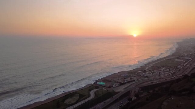 Sunset view on the Costa Verde, in Lima, Peru