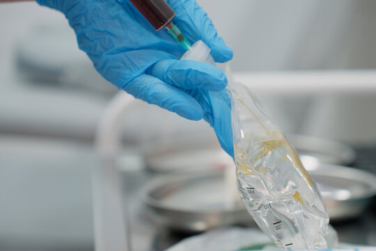Introduction of brown medication into saline