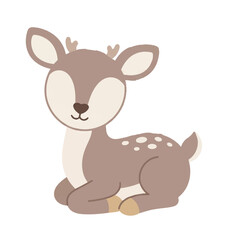 Obraz premium Cute Deer vector illustration character cartoon style isolated on white