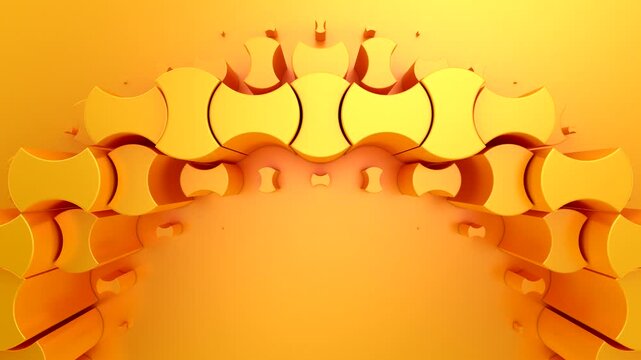 Geometric Shapes Form a Wave. Abstract motion, two color, 3d rendering, 4k resolution

