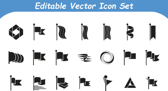 Flag and banner sign icon set with graphic design abstract silhouette navigation location