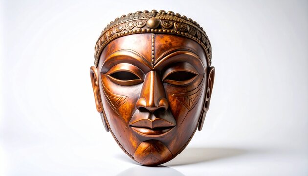 Ancient golden Egyptian pharaoh death mask close-up.