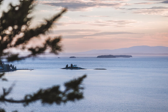 Pumpkin Island Light on the Maine coast at dusk