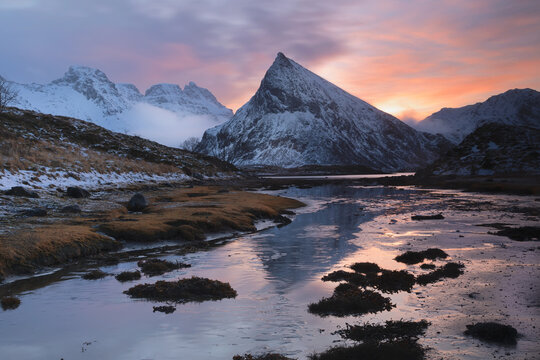 Fredvang pier and gridge in Lofoten, Norway