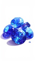 Fototapeta premium Sparkling blue gemstones against white background