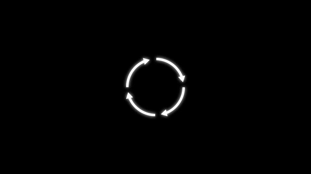 Circle arrows. Circular process, rotate infographic element. Round step loop, sync loading arrow symbol. simple round circle recycle bin icon animation.