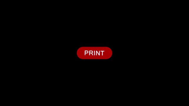 Click on print button with computer arrow cursor, Button Click or press apply button on transparent background. Perfect for vlog assets. animation template for video editing 4k alpha channel included.