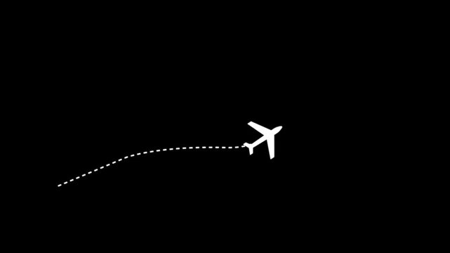 travel flying route destination, Travel on airplane map simple animation background.Airplane line path animation. Movement of air plane flight and route with points. Travel, trip dashed line trace.