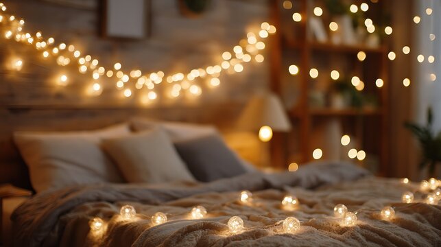 Warm glowing bokeh lights in soft focus background