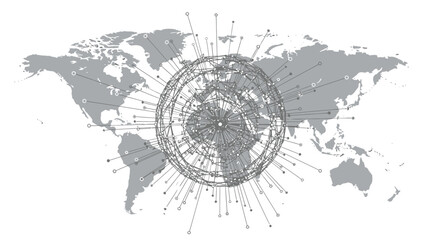 Global network connections and data flow across the world map © kantong