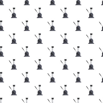 Repeating pattern of hydraulic bottle jacks used for lifting vehicles