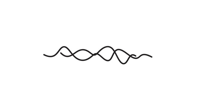 Black wavy line design element graphic.