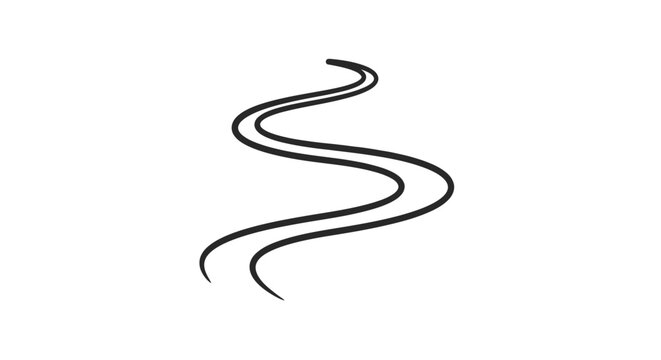 Black wavy line drawing design element.