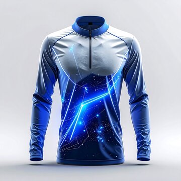 Blue hoodie with galaxy print front view.