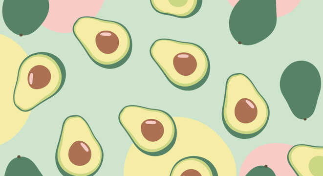 Avocado halves with brown pit.