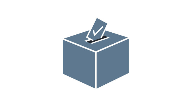 Ballot box with inserted paper.
