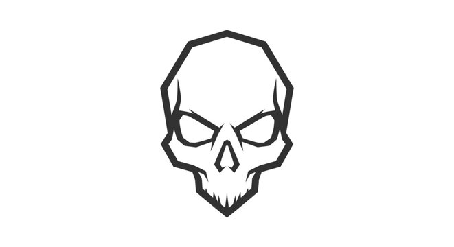 Black and white skull illustration.