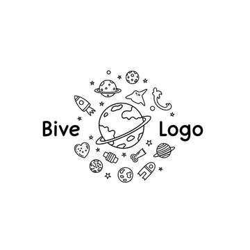 Black and white space logo design.